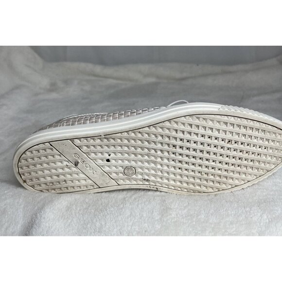 Geox Respira Womens Lace-Up Sneakers Size 10 White & Beige Leather & Woven - Picture 7 of 7